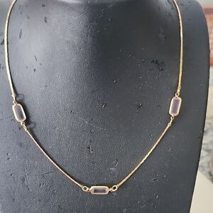 Vintage Gold Tone Necklace With Purple Accents